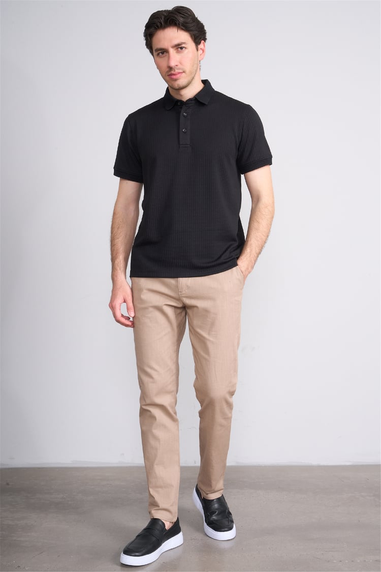 Çetinkaya Mentality 4561 Polo Yaka Regular Modelli T-shirt Siyah