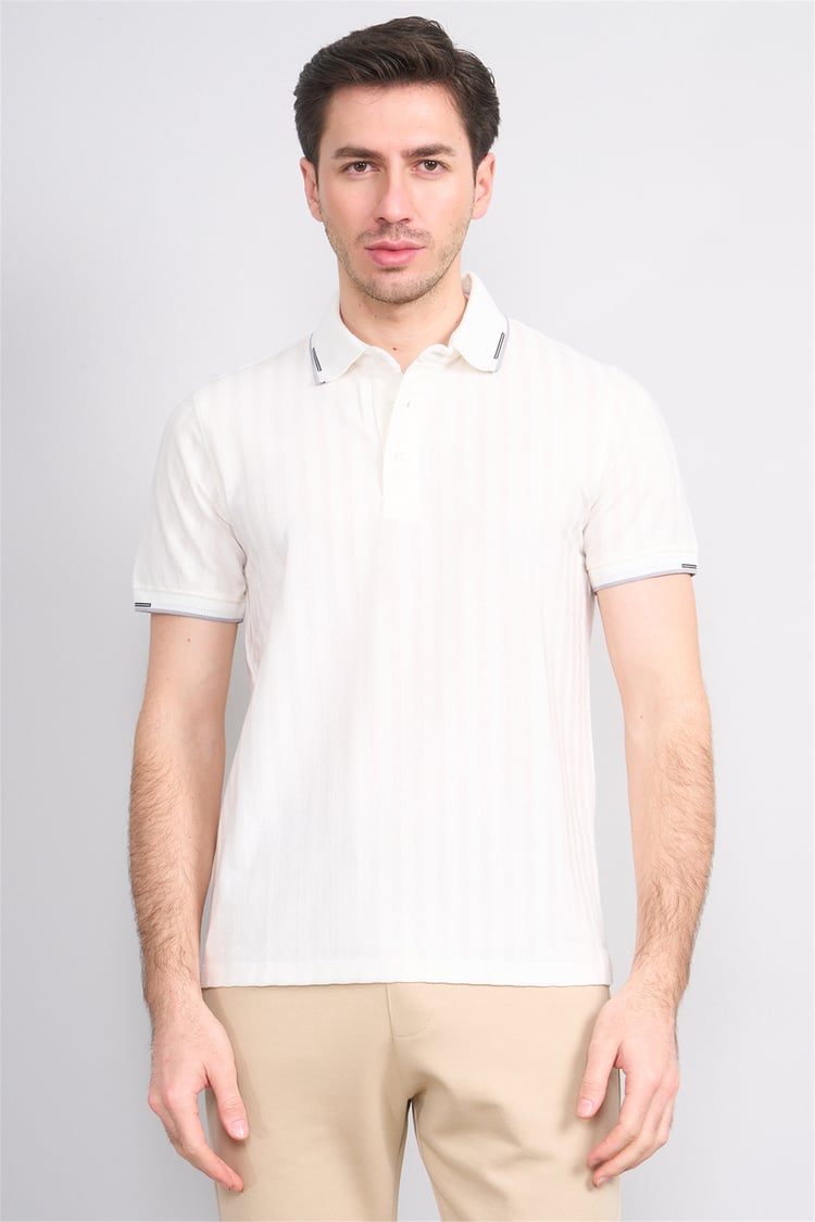 Çetinkaya Mentality 4562 Polo Yaka Regular Modelli T-shirt Beyaz