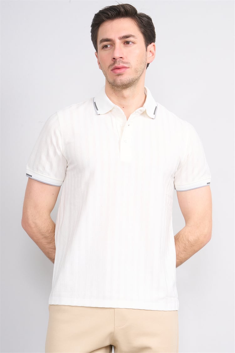 Çetinkaya Mentality 4562 Polo Yaka Regular Modelli T-shirt Beyaz