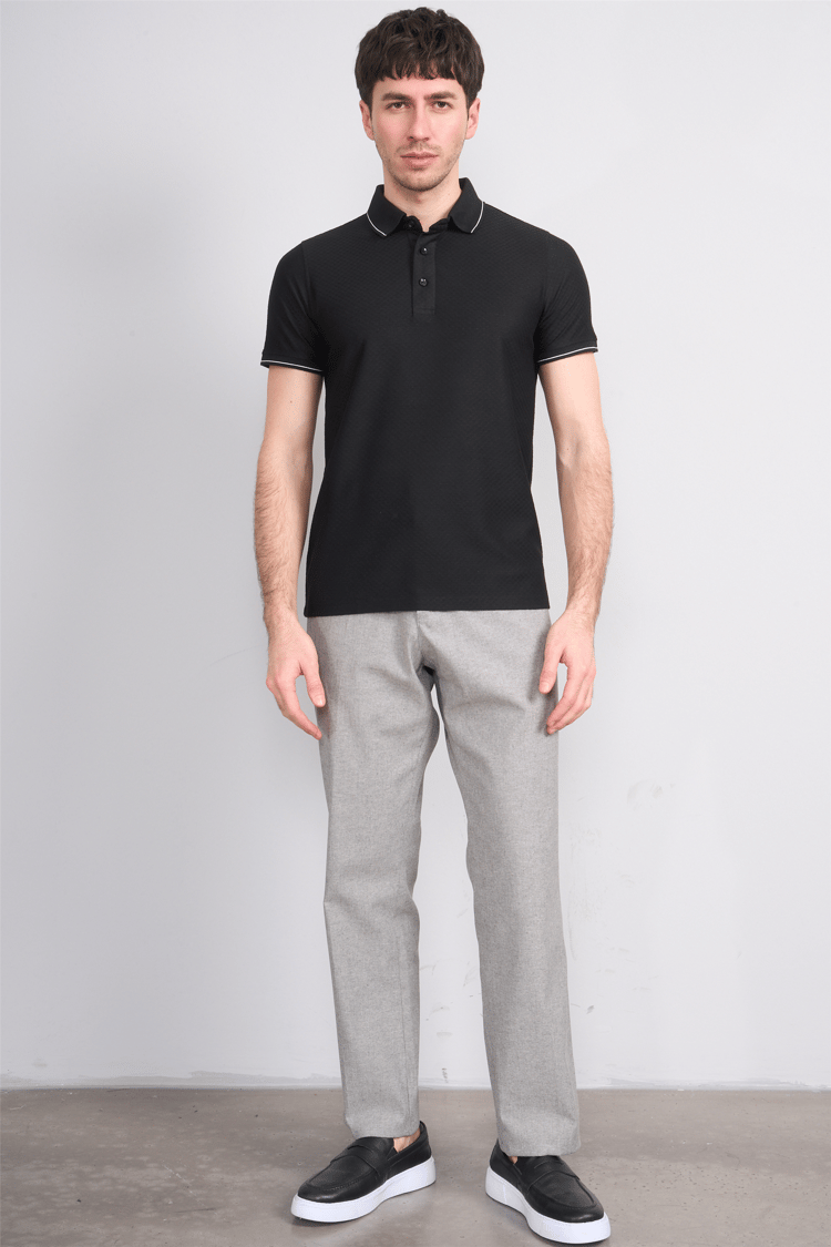 Çetinkaya Mentality 4563 Polo Yaka Regular Modelli T-shirt Siyah
