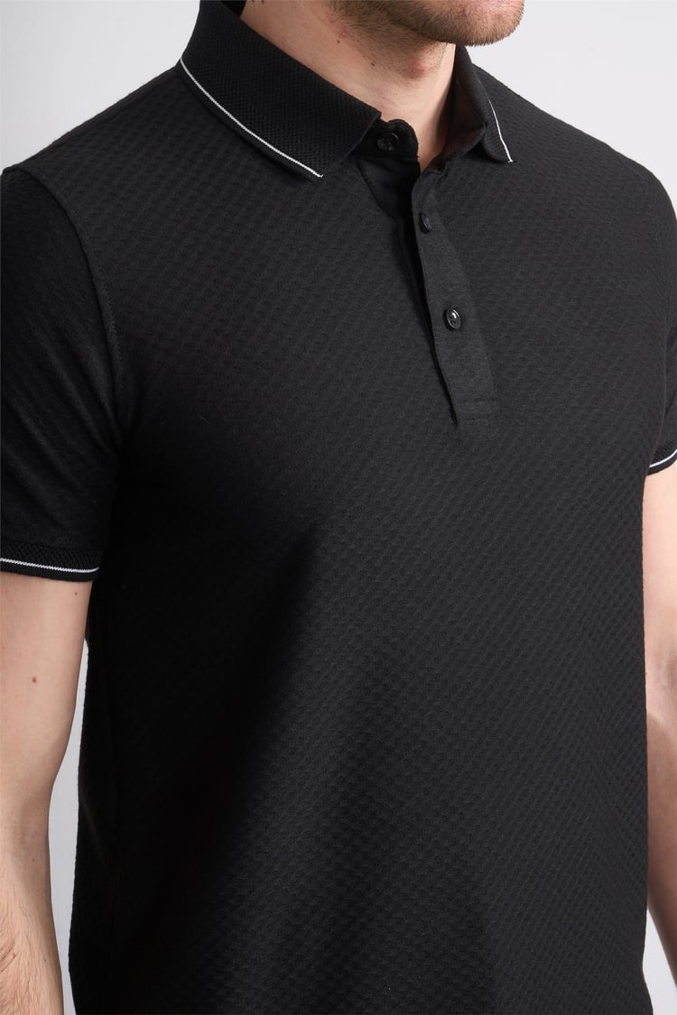 Çetinkaya Mentality 4563 Polo Yaka Regular Modelli T-shirt Siyah