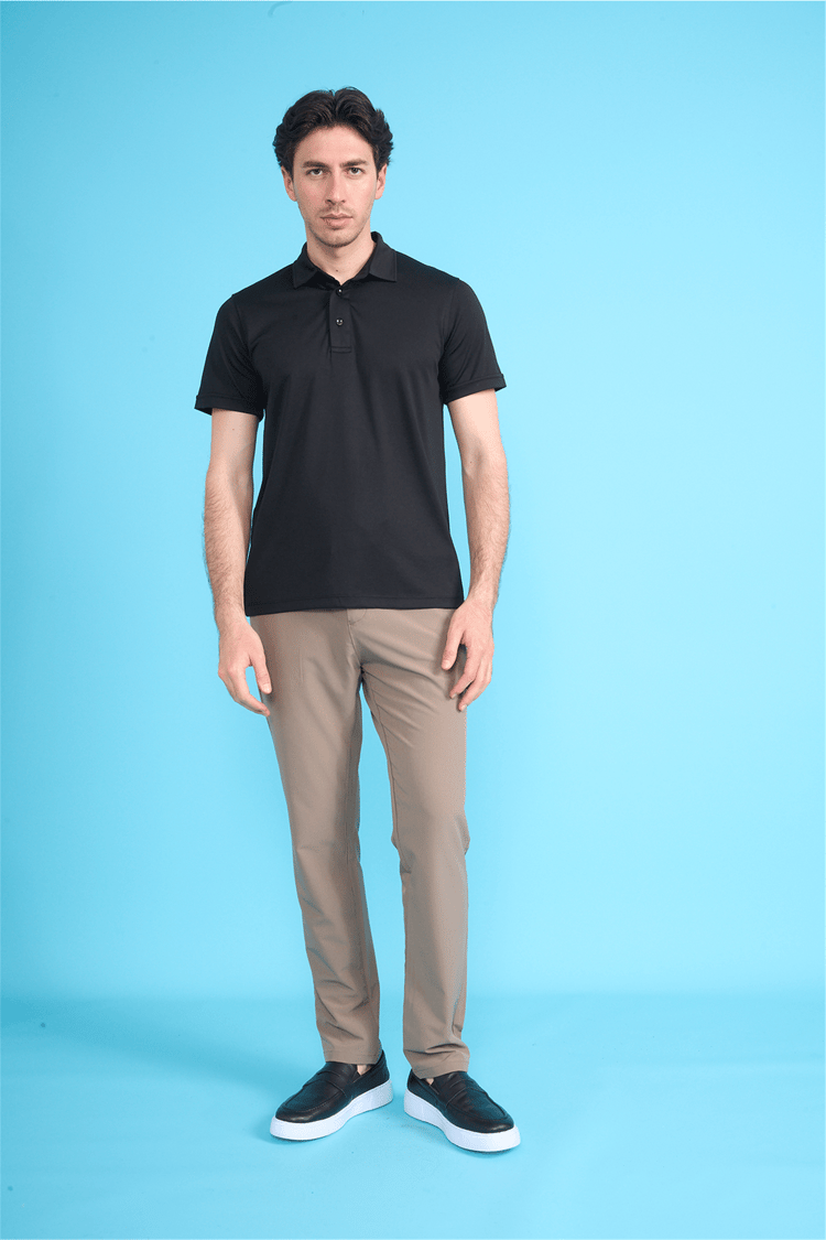Çetinkaya Mentality 4567 Polo Yaka Regular Modelli T-shirt Siyah