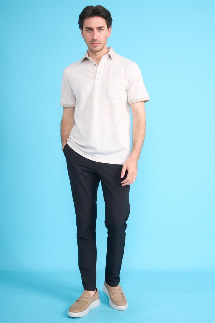 Çetinkaya Mentality 4593 Polo Yaka Regular Modelli T-shirt Bej