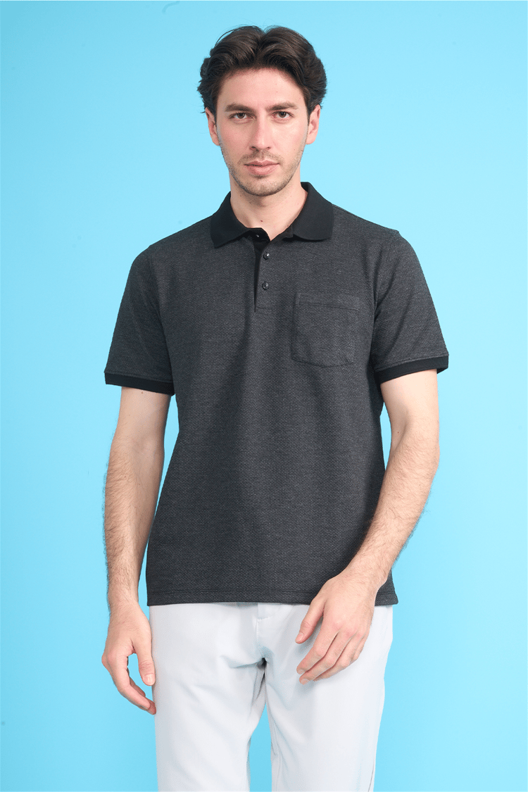 Çetinkaya Mentality 4595 Polo Yaka Regular Modelli T-shirt Siyah