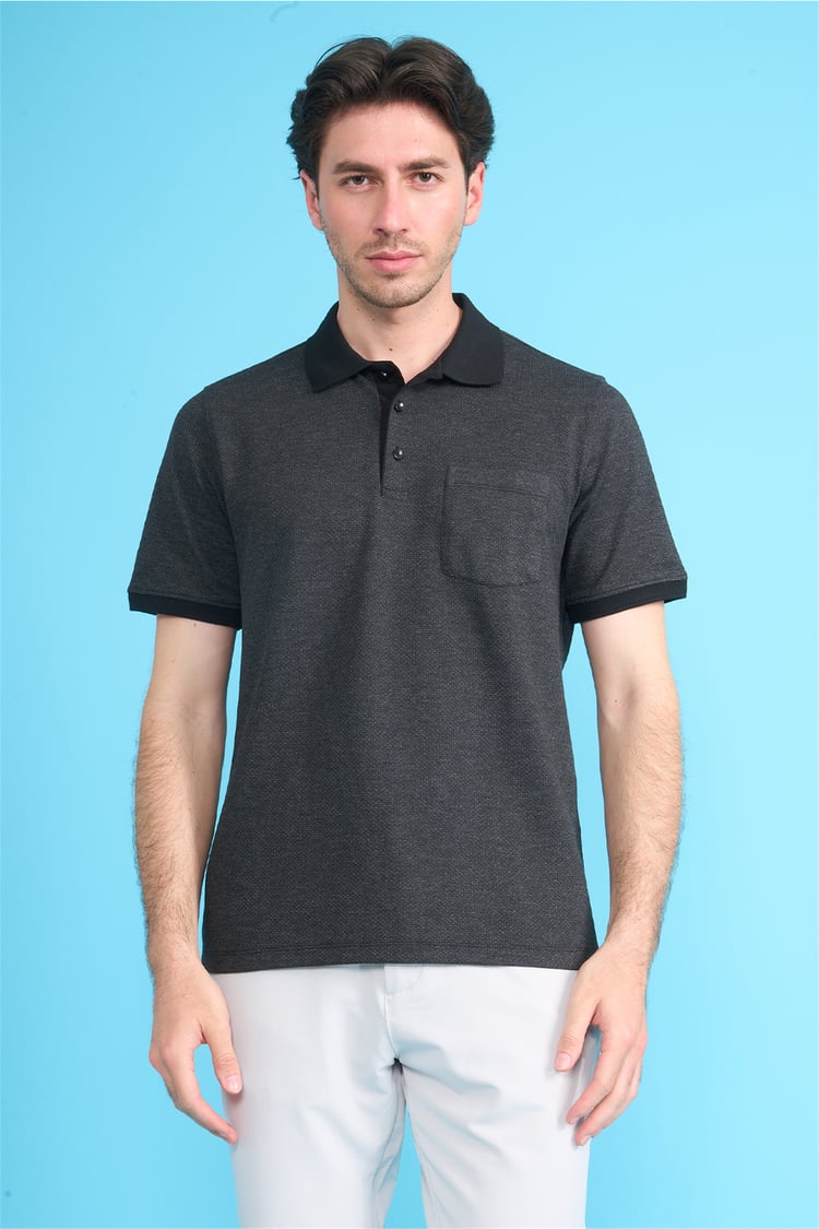 Çetinkaya Mentality 4595 Polo Yaka Regular Modelli T-shirt Siyah