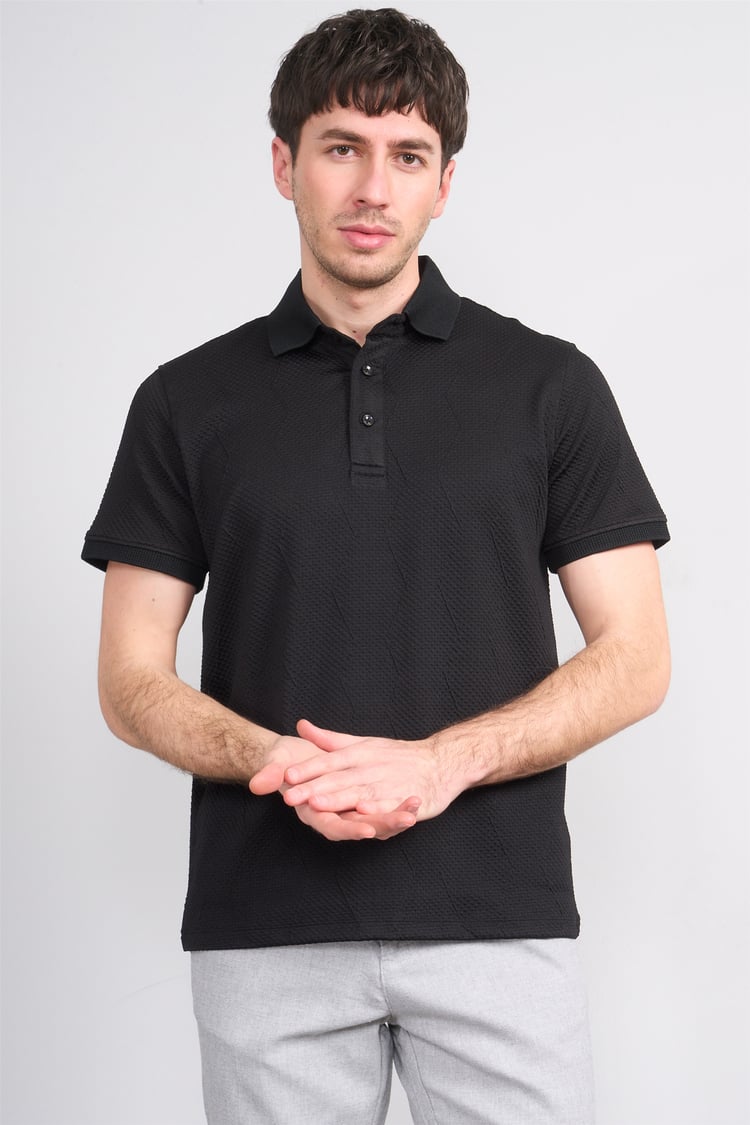Çetinkaya Mentality 4600 Polo Yaka Regular Modelli T-shirt Siyah