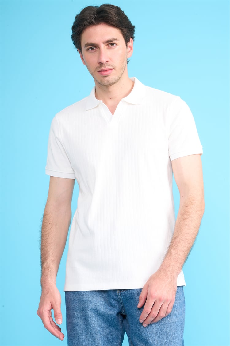Çetinkaya Mentality 4602 Polo Yaka Regular Modelli T-shirt Beyaz