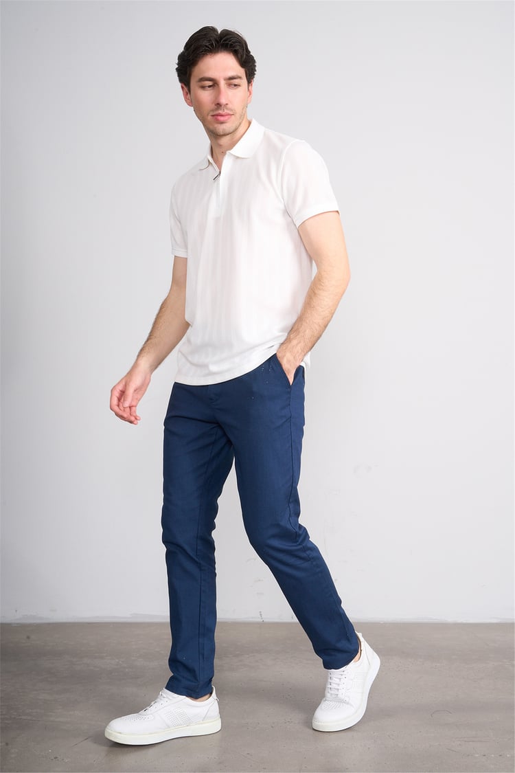 Çetinkaya Mentality 4611 Fermuarlı Polo Yaka Regular Modelli T-shirt Beyaz