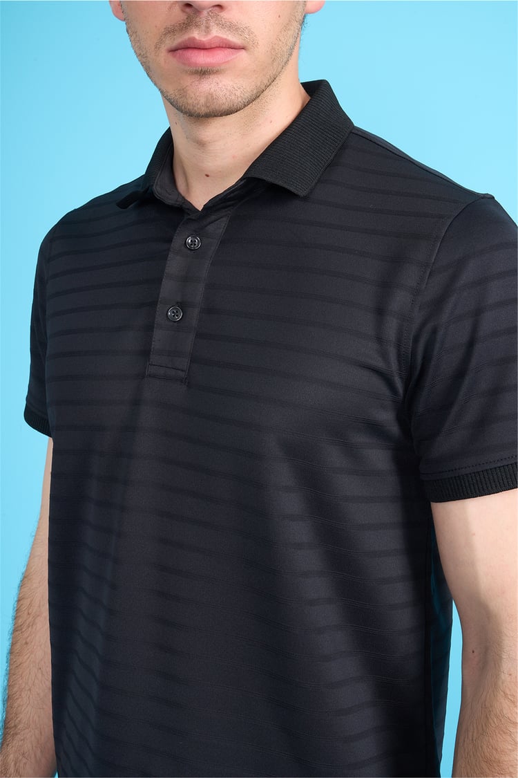 Çetinkaya Mentality 4620 Polo Yaka Regular Modelli T-shirt Siyah