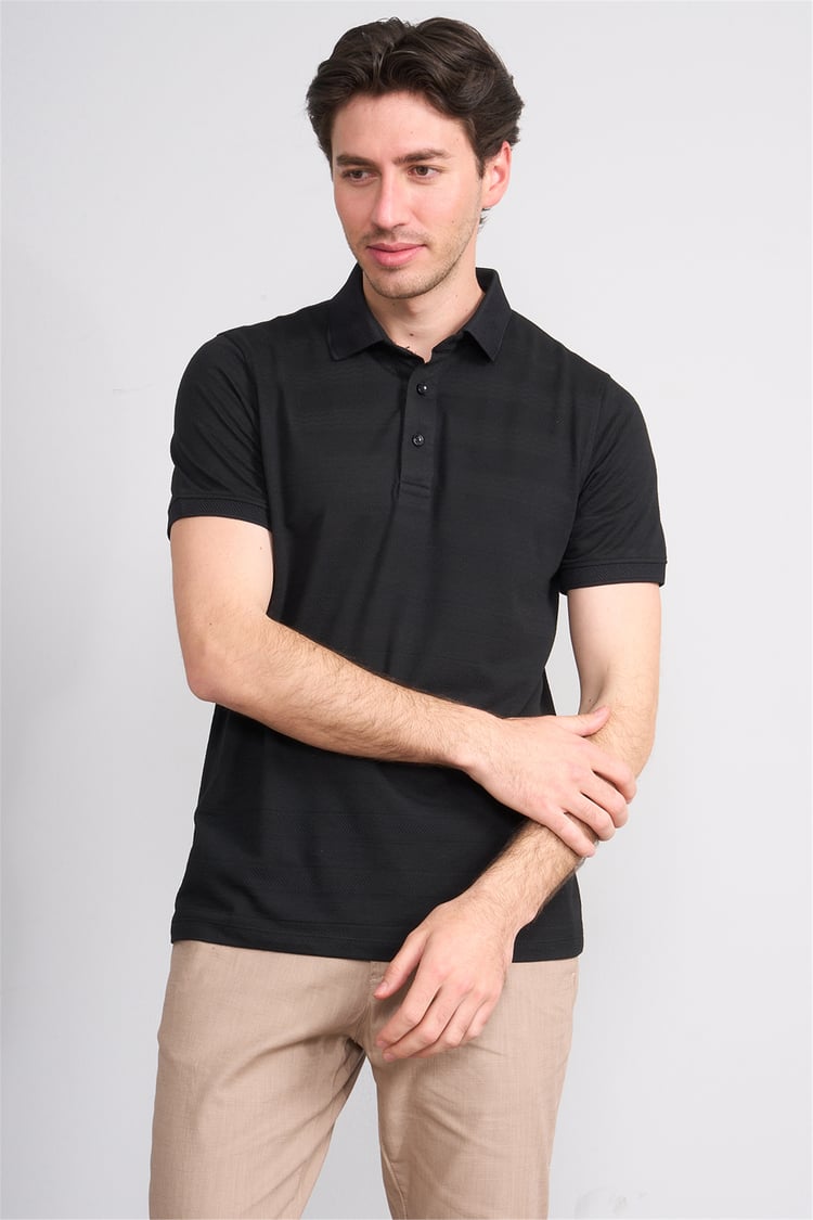 Çetinkaya Mentality 4622 Polo Yaka Regular Modelli T-shirt Siyah