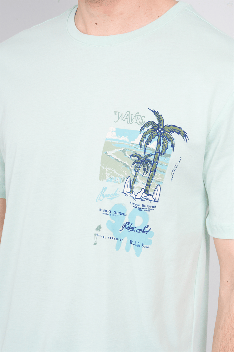 Çetinkaya Mentality 4635 Bisiklet Yaka Regular Baskılı T-shirt Çağla