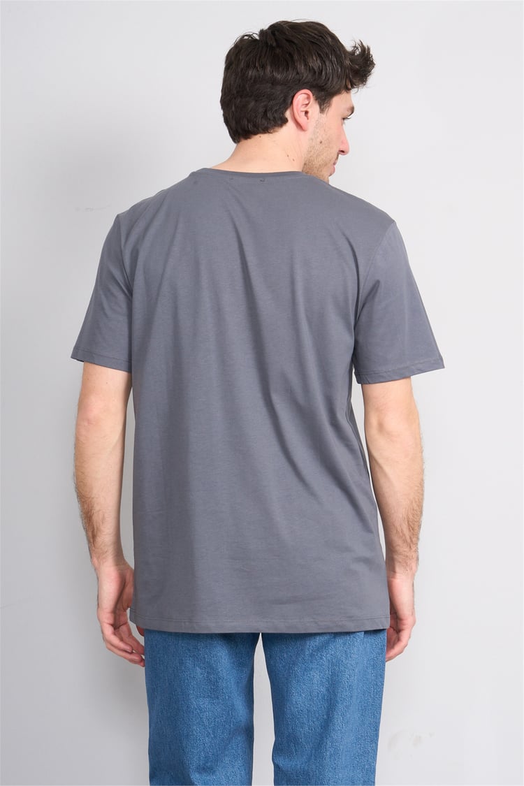 Çetinkaya Mentality 4647 Bisiklet Yaka Regular Baskılı T-shirt Koyu Gri