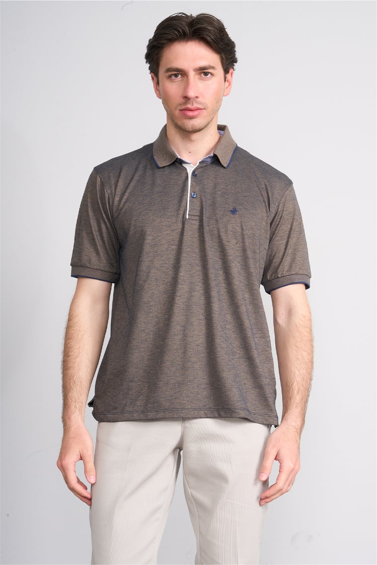 Çetinkaya Mentality 4742 Polo Yaka Regular Düz Pike T-shirt Lacivert - Hardal