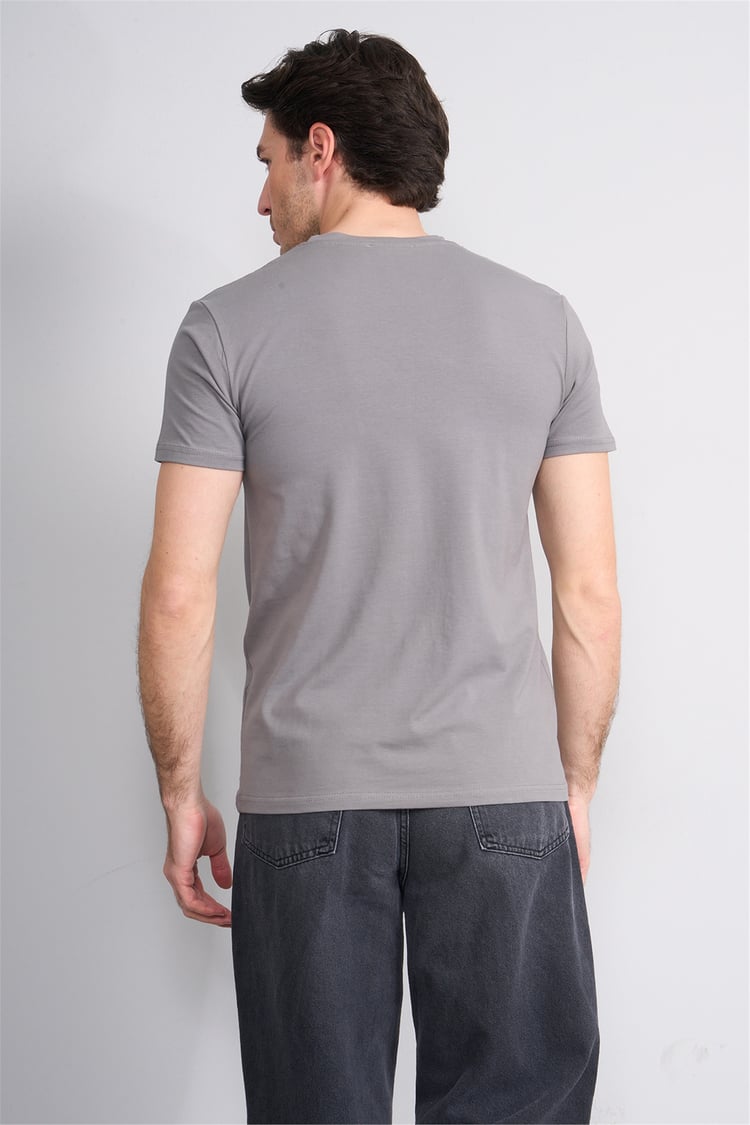 Çetinkaya Mentality 4829 Bisiklet Yaka Regular Baskılı T-shirt Açık Gri