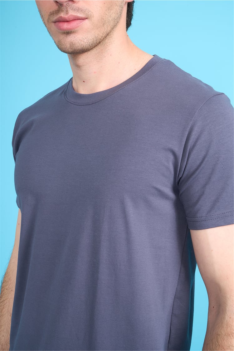 Çetinkaya Mentality 4831 Bisiklet Yaka Regular Baskılı T-shirt Füme