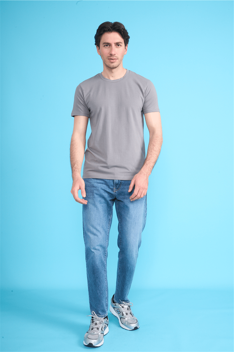 Çetinkaya Mentality 4831 Bisiklet Yaka Regular Baskılı T-shirt Açık Gri