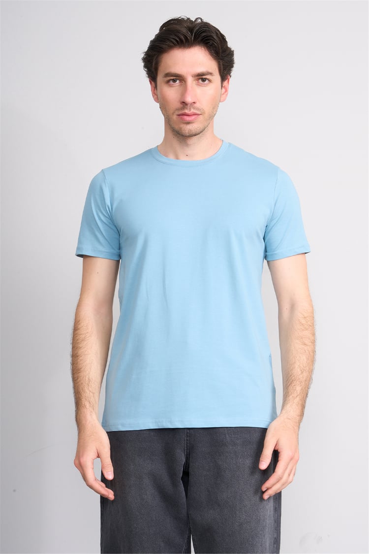 Çetinkaya Mentality 4831 Bisiklet Yaka Regular Baskılı T-shirt Mavi