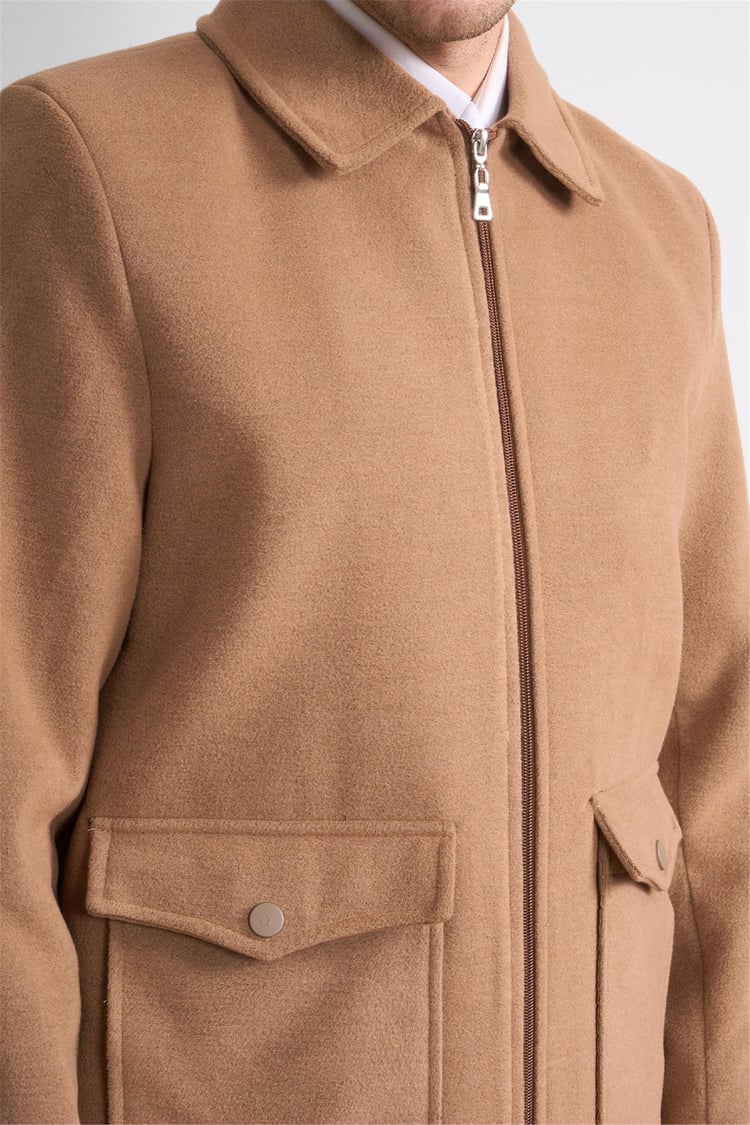 Çetinkaya Mentality 7042 Ceket Yaka Kaşe Kısa Kaban Kahve