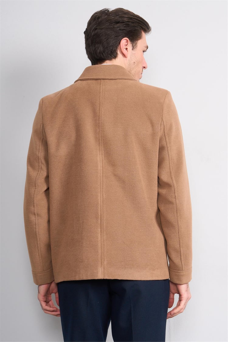 Çetinkaya Mentality 7042 Ceket Yaka Kaşe Kısa Kaban Kahve