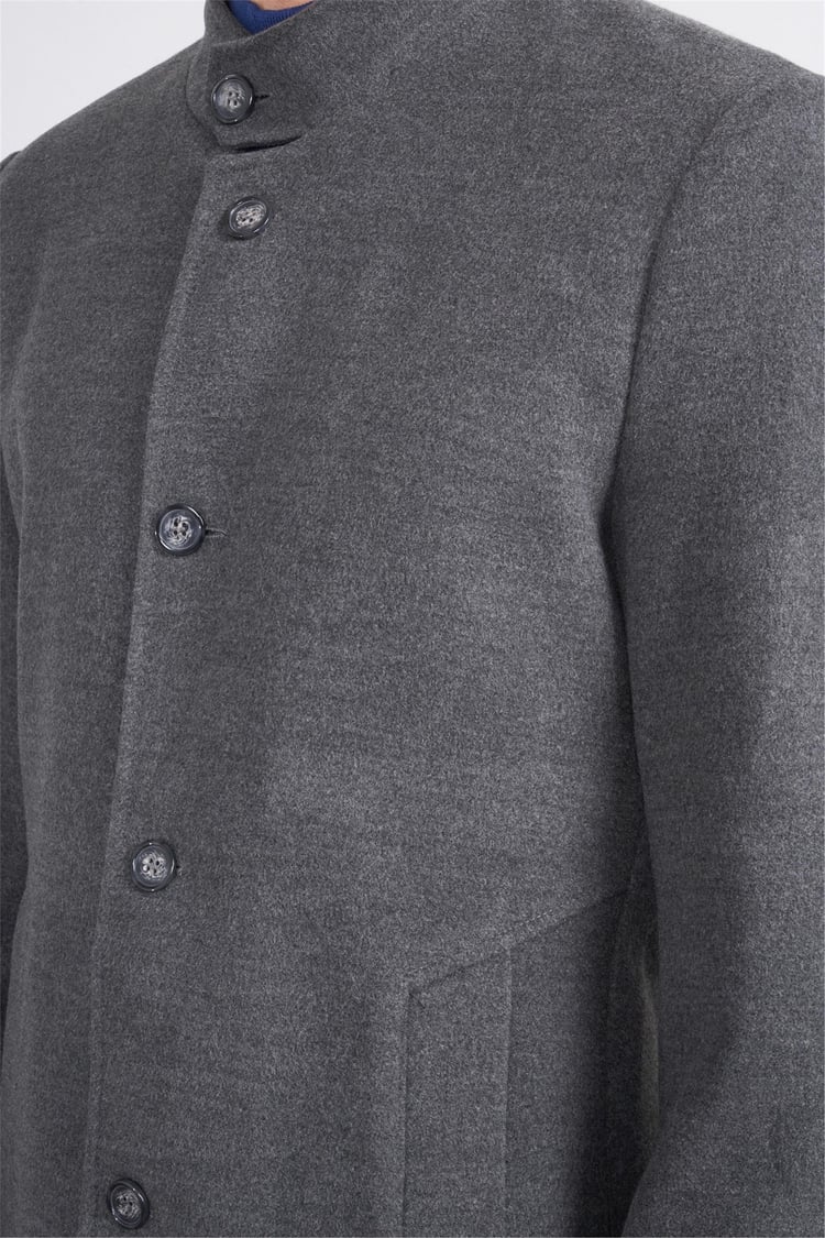 Çetinkaya Mentality 7848 Dik Yaka Kaşe Kaban Koyu Gri