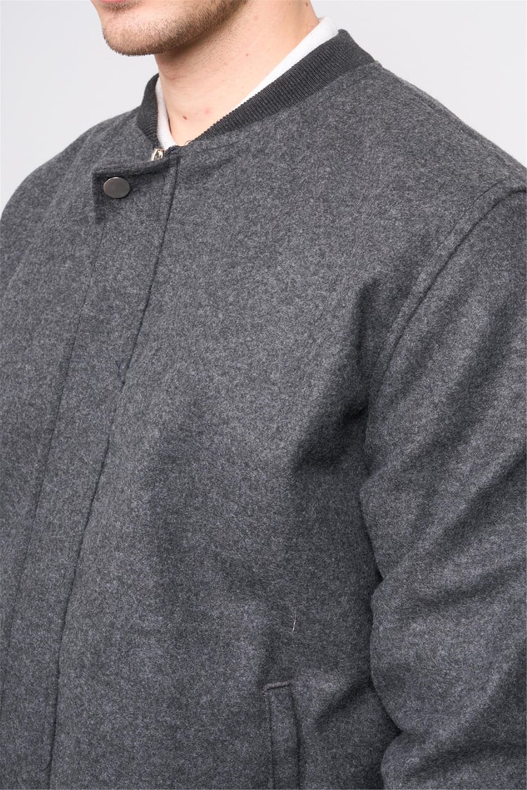 Çetinkaya Mentality 7854 Erkek Dik Yaka Regular Kaşe Kaban Antrasit