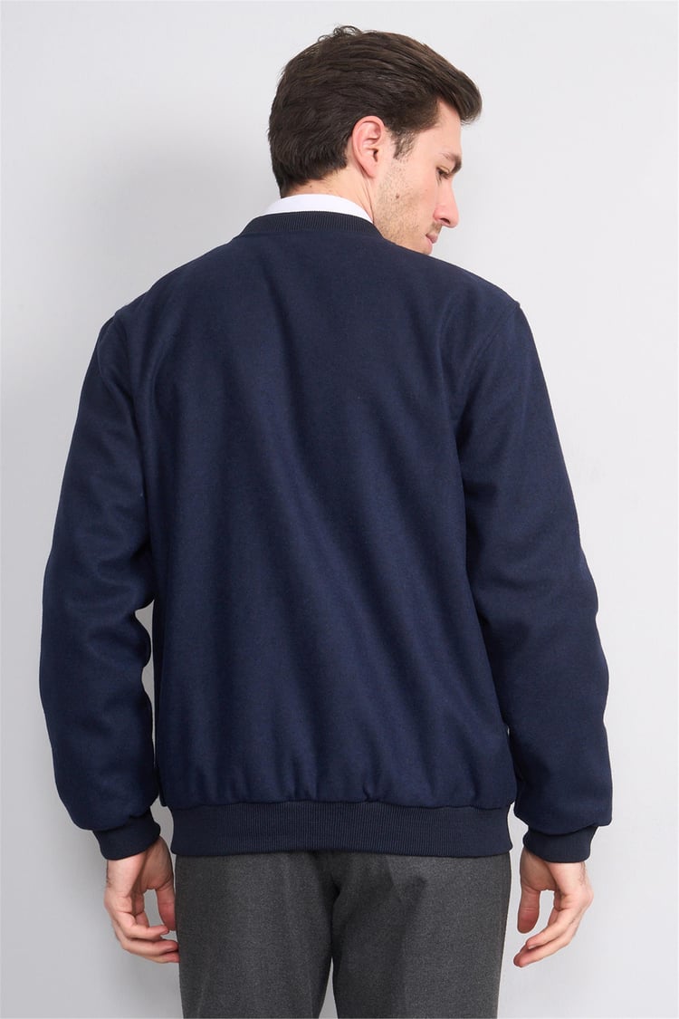 Çetinkaya Mentality 7854 Erkek Dik Yaka Regular Kaşe Kaban Lacivert