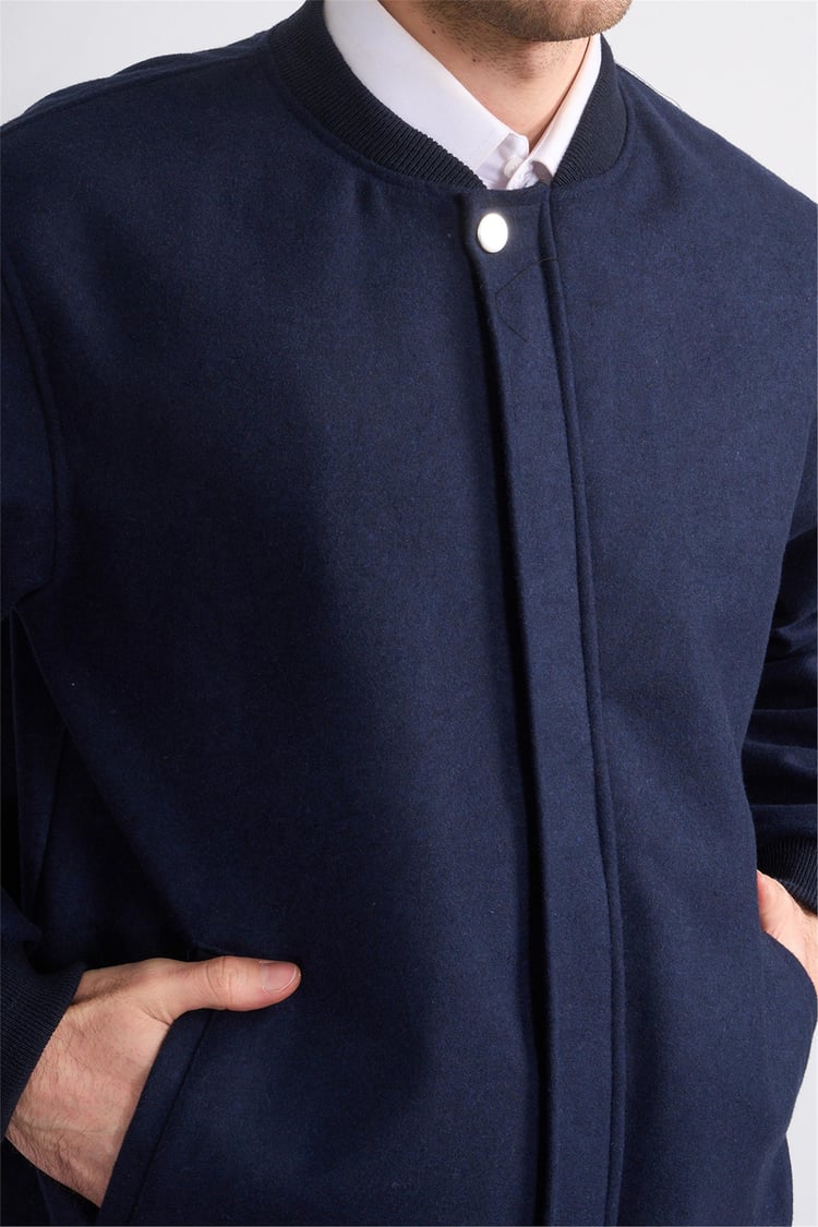 Çetinkaya Mentality 7854 Erkek Dik Yaka Regular Kaşe Kaban Lacivert