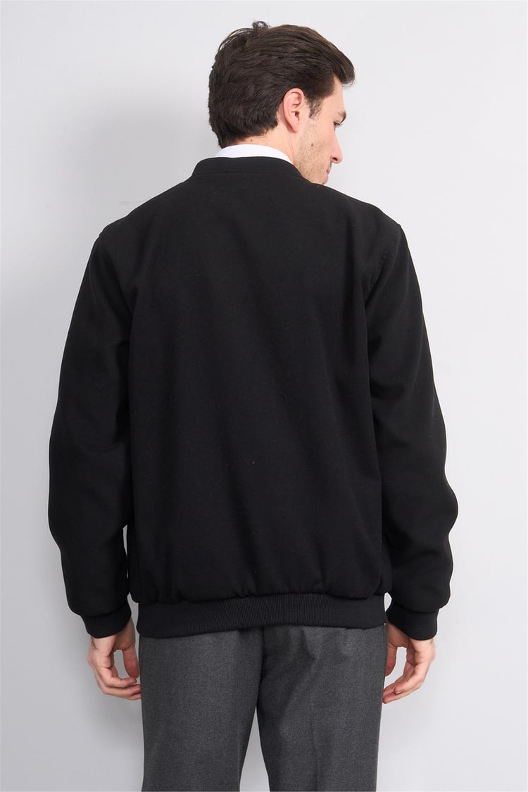 Çetinkaya Mentality 7854 Erkek Dik Yaka Regular Kaşe Kaban Siyah