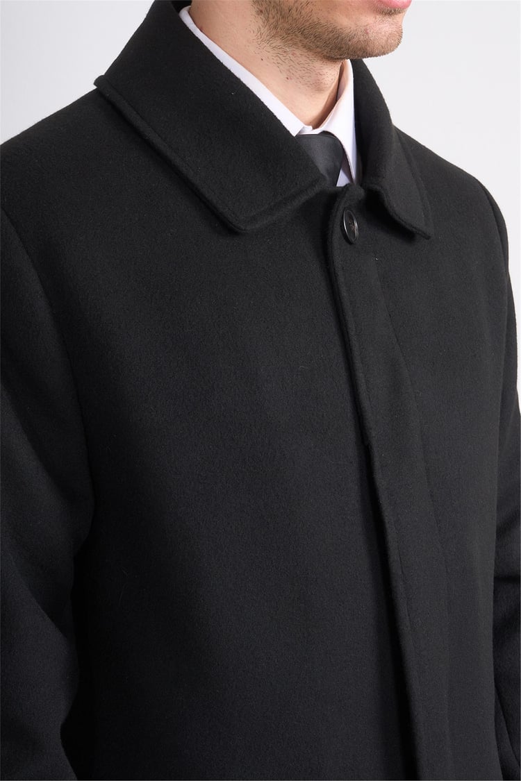 Çetinkaya Mentality 8255 Erkek Gömlek Yaka Kaşe Kaban Siyah