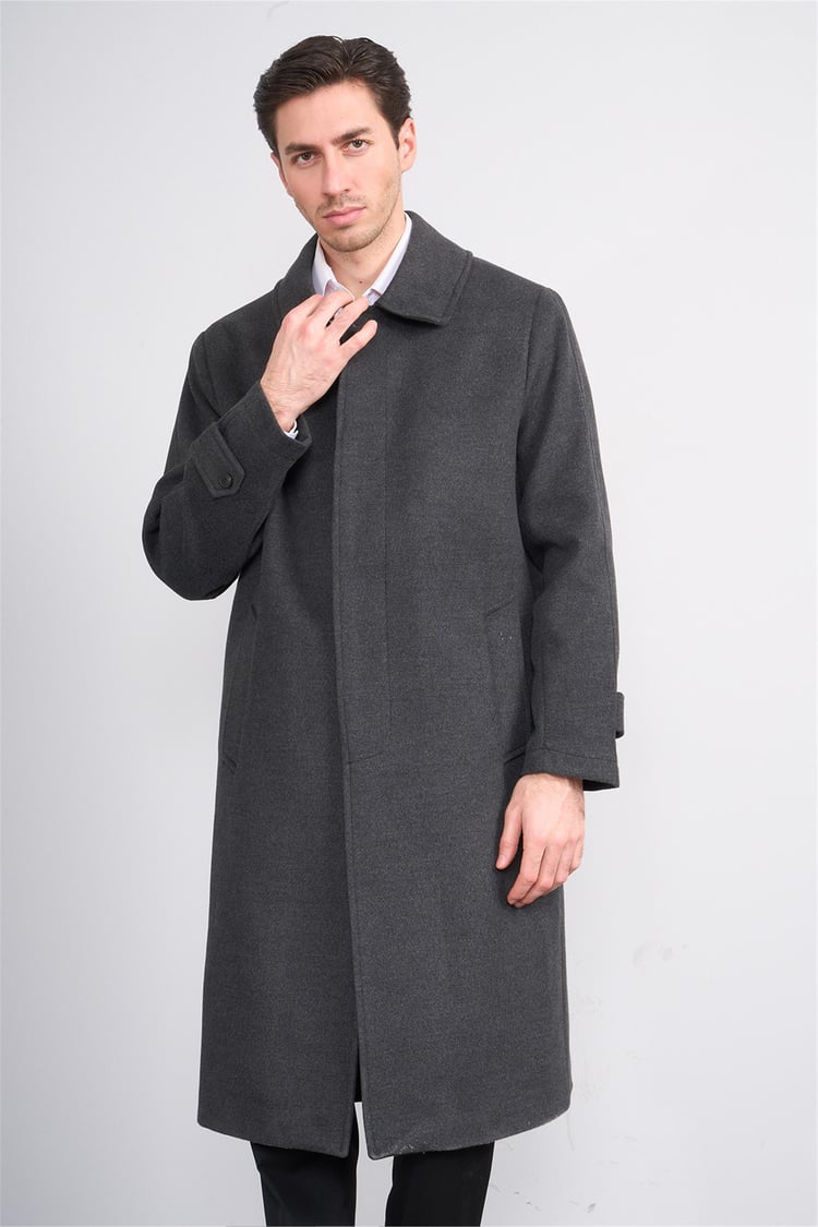 Çetinkaya Mentality 8255 Erkek Gömlek Yaka Kaşe Kaban Antrasit