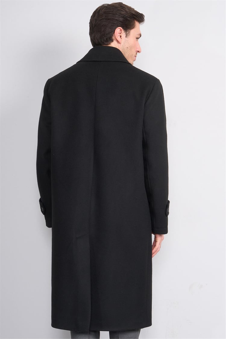 Çetinkaya Mentality 8255 Erkek Gömlek Yaka Kaşe Kaban Siyah