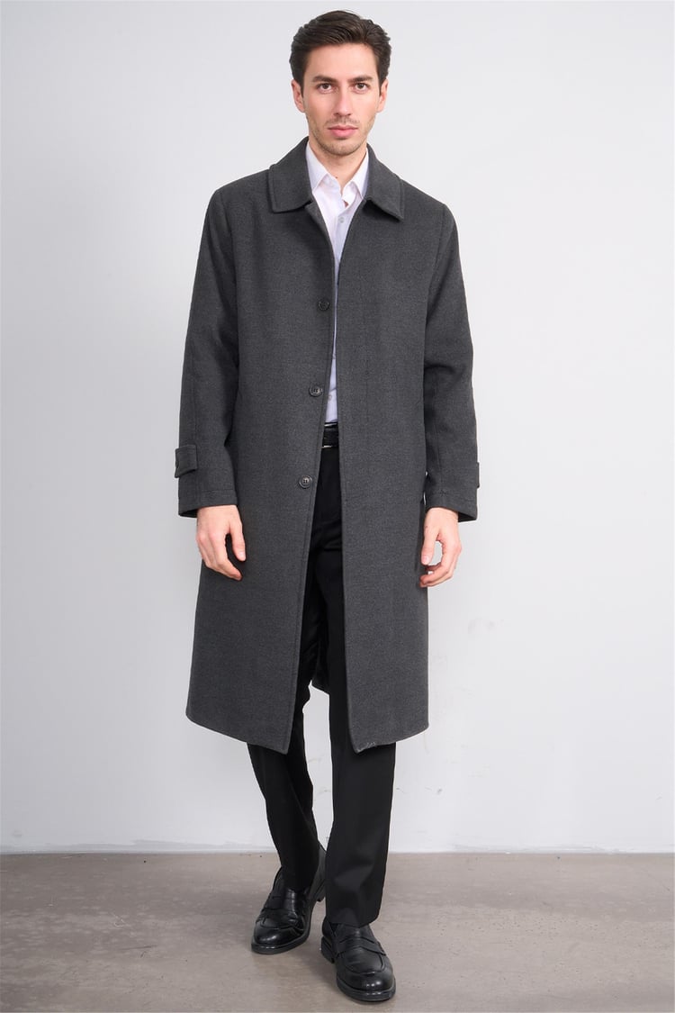 Çetinkaya Mentality 8255 Erkek Gömlek Yaka Kaşe Kaban Antrasit