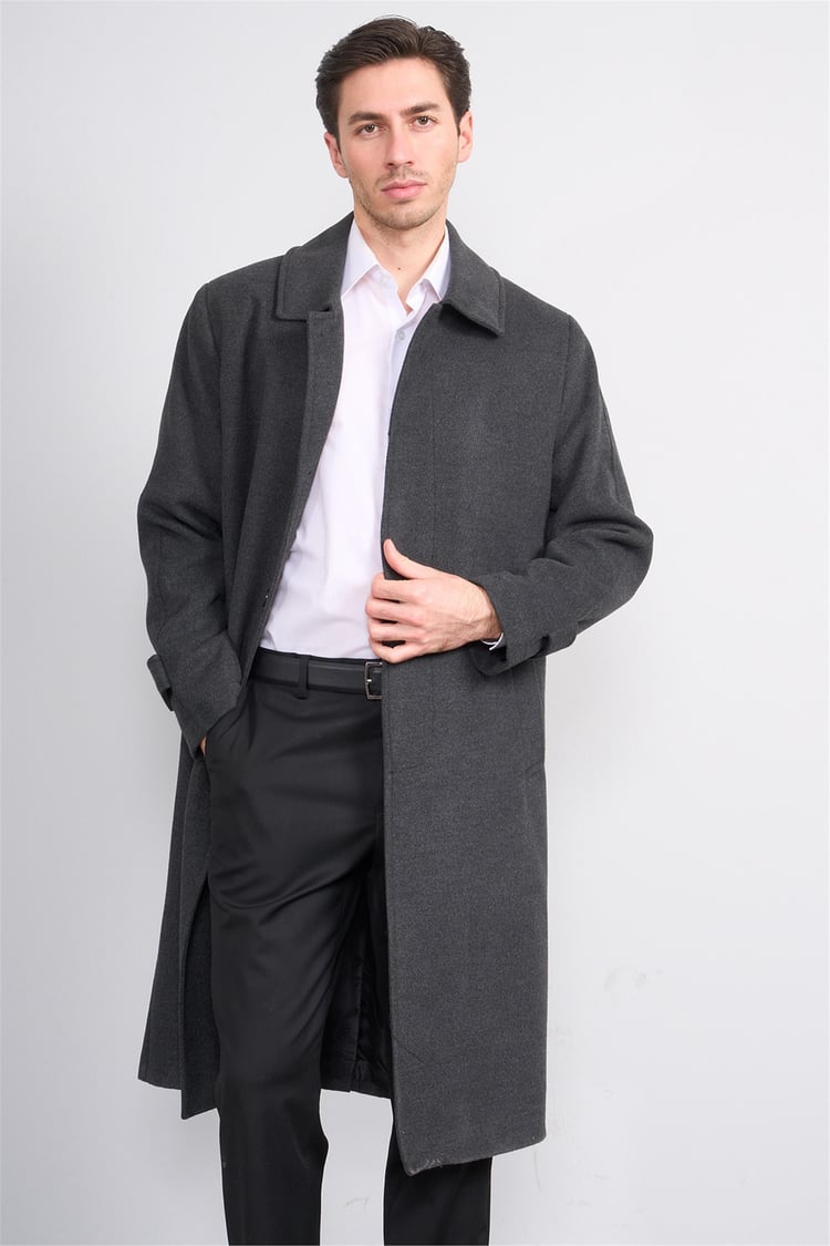 Çetinkaya Mentality 8255 Erkek Gömlek Yaka Kaşe Kaban Antrasit