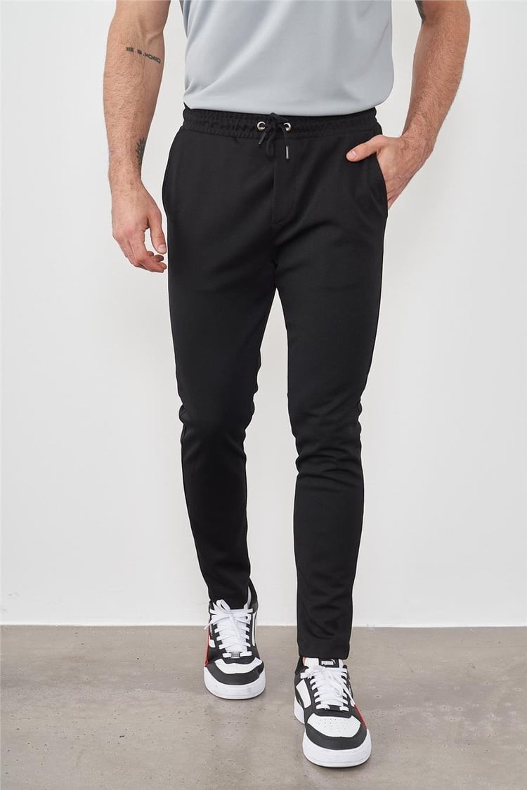 Çetinkaya Mentality 9251 Pike Örme Yan Cep Dar Paça Regular Pantolon Siyah