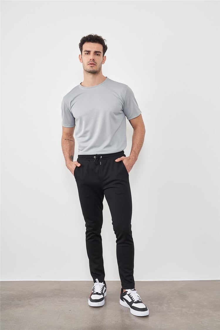 Çetinkaya Mentality 9251 Pike Örme Yan Cep Dar Paça Regular Pantolon Siyah