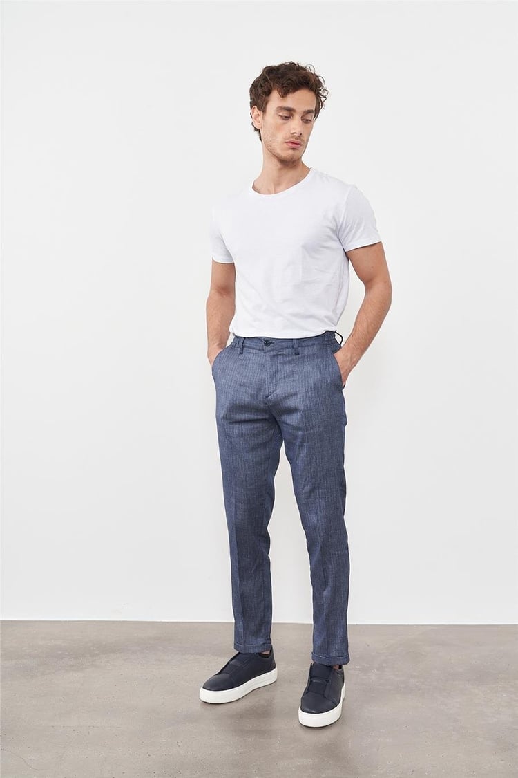 Çetinkaya Mentality 9440 Duble Paça Regular Jogger Pantolon Lacivert Çizgili