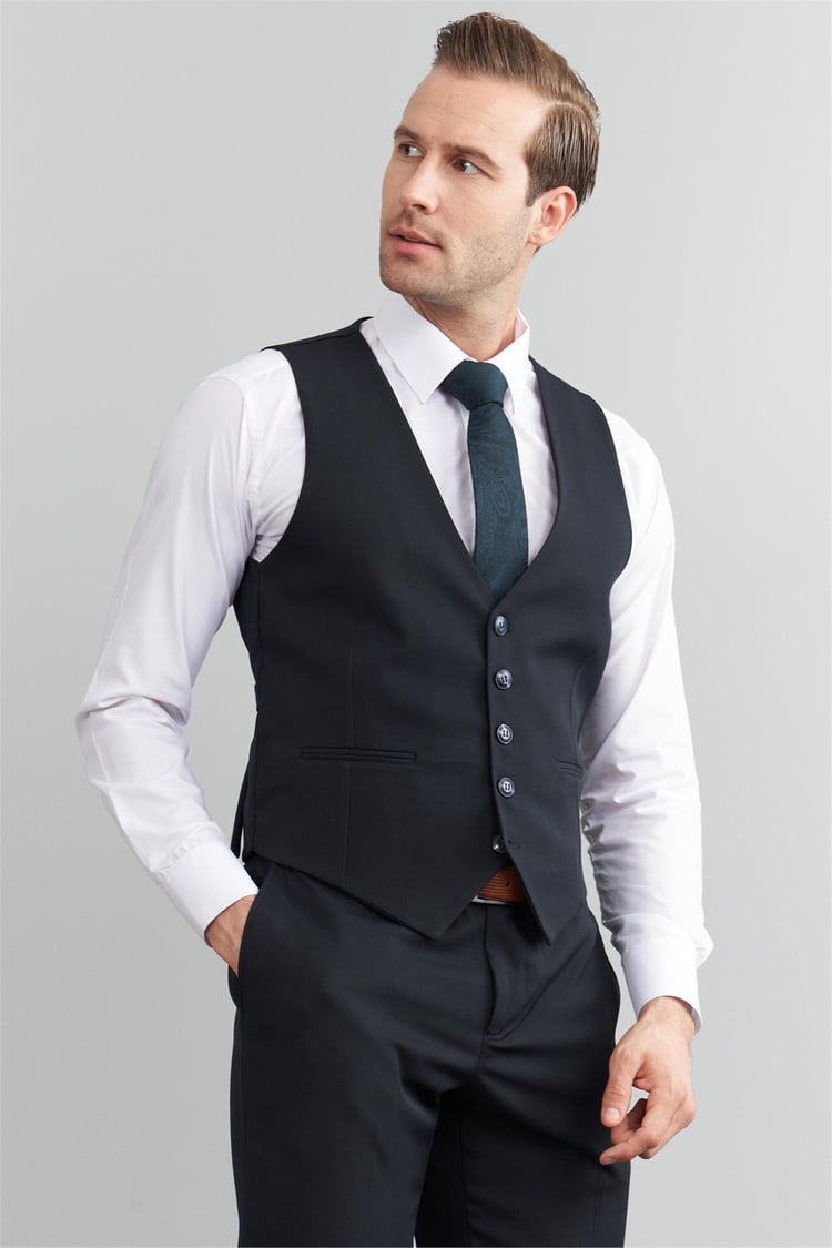 Çetinkaya Mentality 9536 Erkek Loco Slim Fit Yelek Pantolon Takım Lacivert