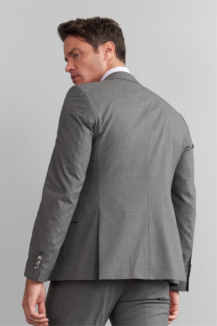 Çetinkaya Mentality 9541 Erkek Yünter Sivri Yaka Slim Fit Yelekli Takım Elbise Füme Çizgili