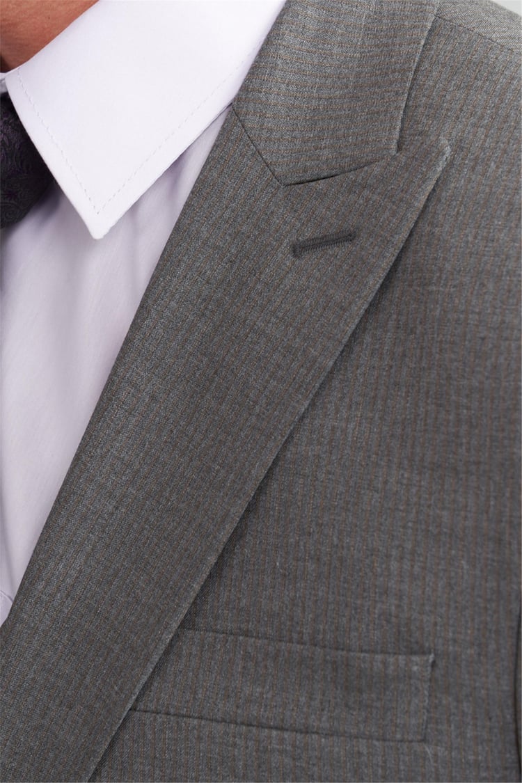 Çetinkaya Mentality 9541 Erkek Yünter Sivri Yaka Slim Fit Yelekli Takım Elbise Füme Çizgili