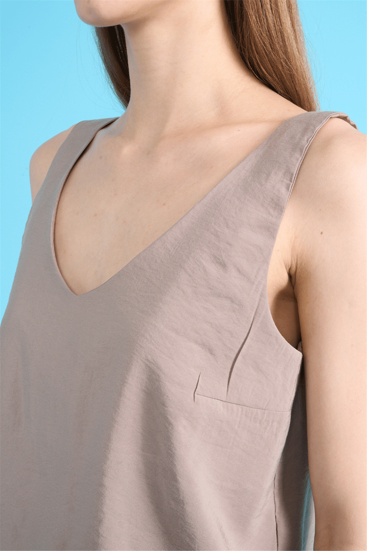 Chester Polo 1619 Kadın V Yaka Askılı Slimfit Bluz Duman