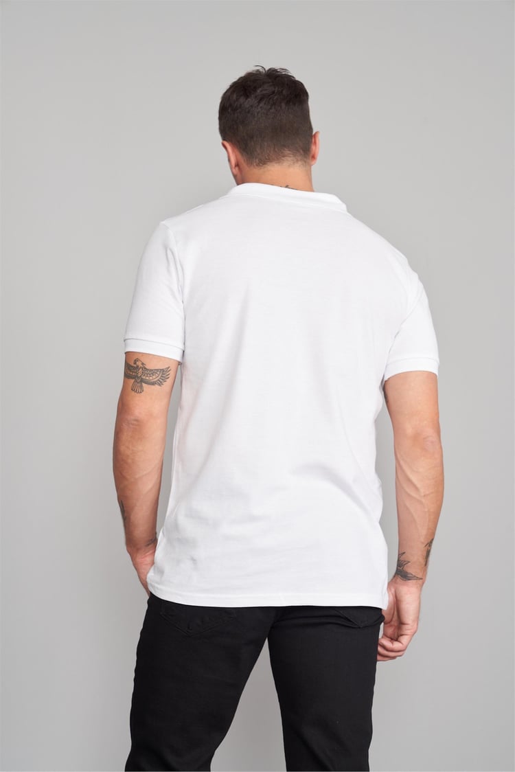 Chester Polo 2742 Erkek Polo Yaka Pike Büyük Beden T-Shirt Beyaz %100 Pamuk