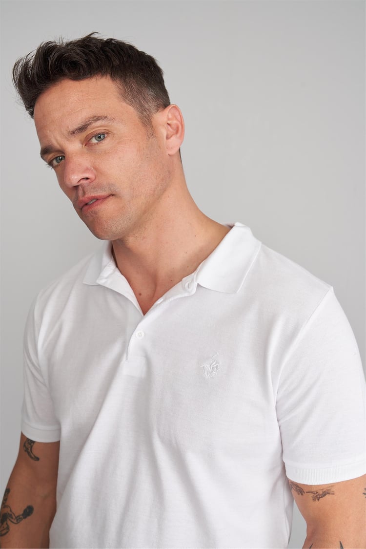Chester Polo 2742 Erkek Polo Yaka Pike T-Shirt Beyaz %100 Pamuk