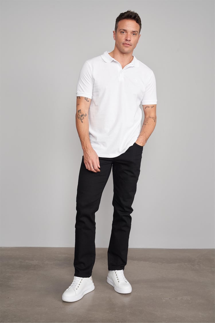 Chester Polo 2742 Erkek Polo Yaka Pike T-Shirt Beyaz %100 Pamuk