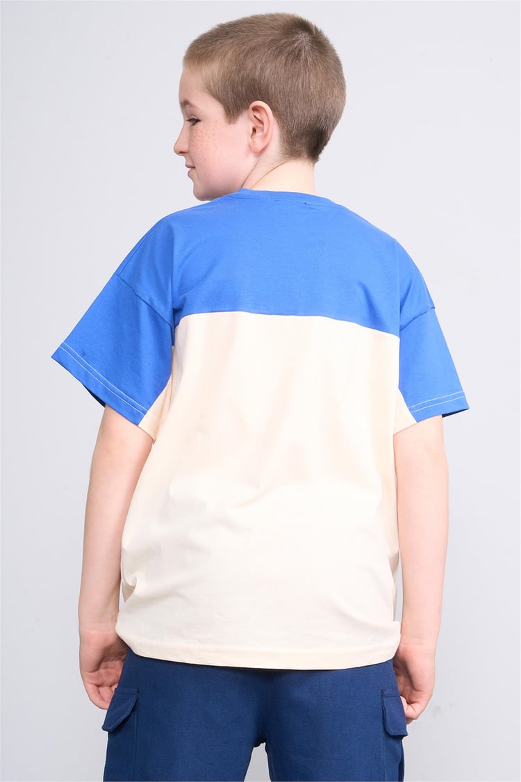 Chester Polo 32416 Erkek Çocuk Penye Cep Detaylı  Bisiklet Yaka  T-shirt 4-12 Yaş Cobalt