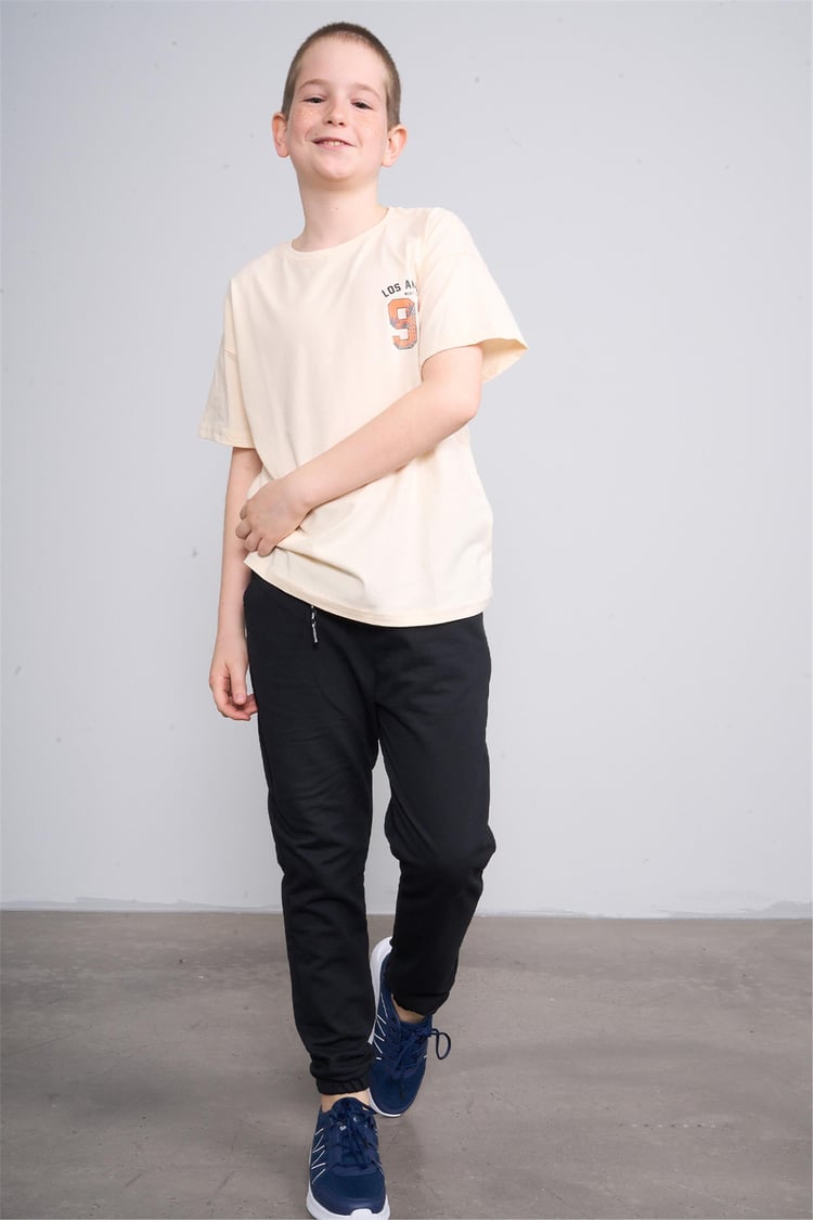 Chester Polo 32570 Erkek Çocuk Penye Baskılı Bisiklet Yaka T-shirt 4-12 Yaş Fil Dişi