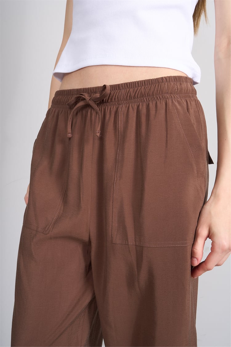 Chester Polo 7009 Bayan Geniş Paça Modal Pantolon Kahve