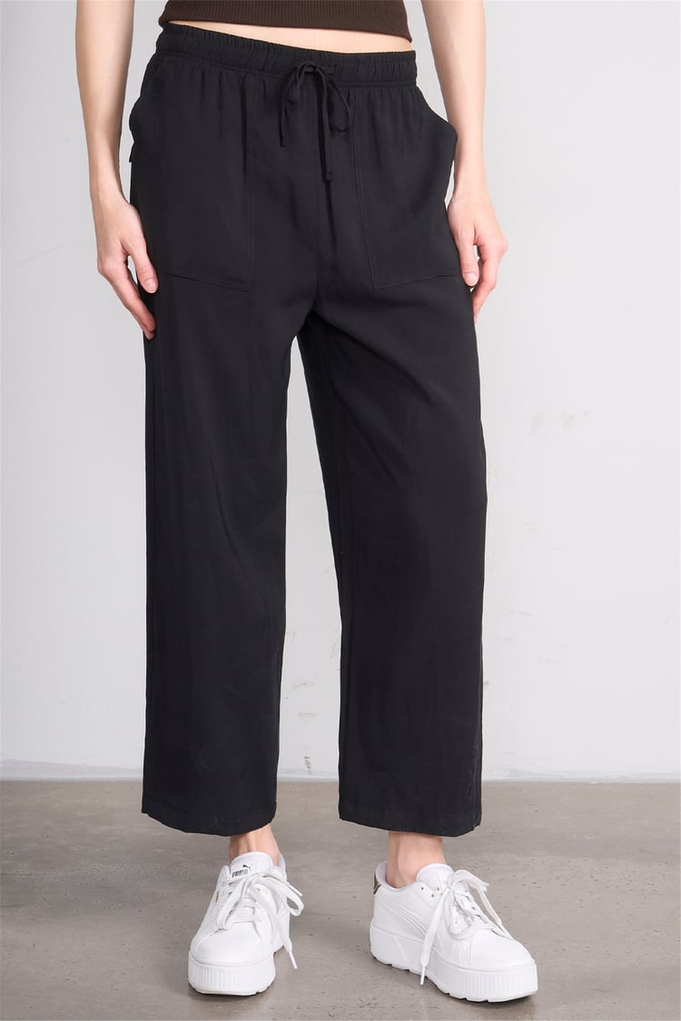 Chester Polo 7009 Bayan Geniş Paça Modal Pantolon Siyah