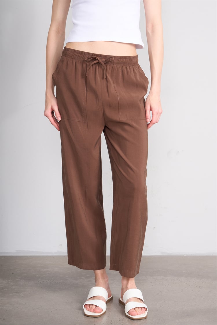 Chester Polo 7009 Bayan Geniş Paça Modal Pantolon Kahve