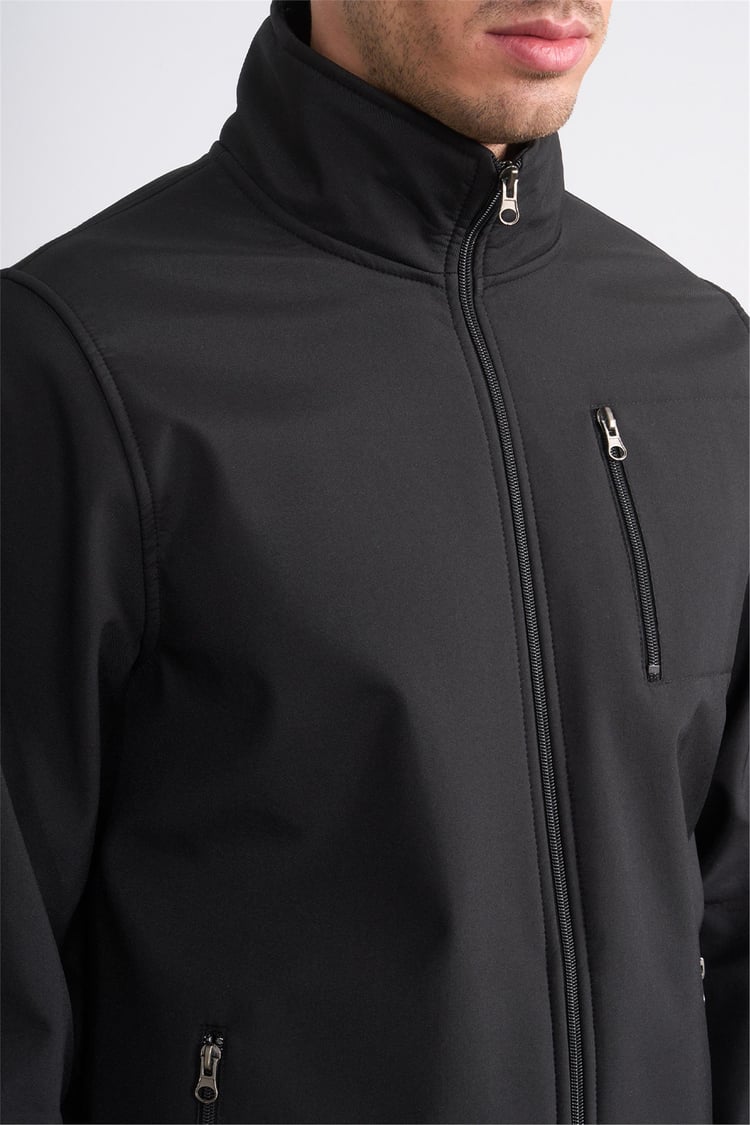 Chester Polo 7500 Erkek Dik Yaka Softshell Mont Siyah