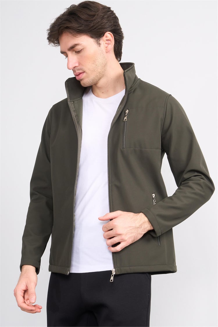 Chester Polo 7500 Erkek Dik Yaka Softshell Mont Haki